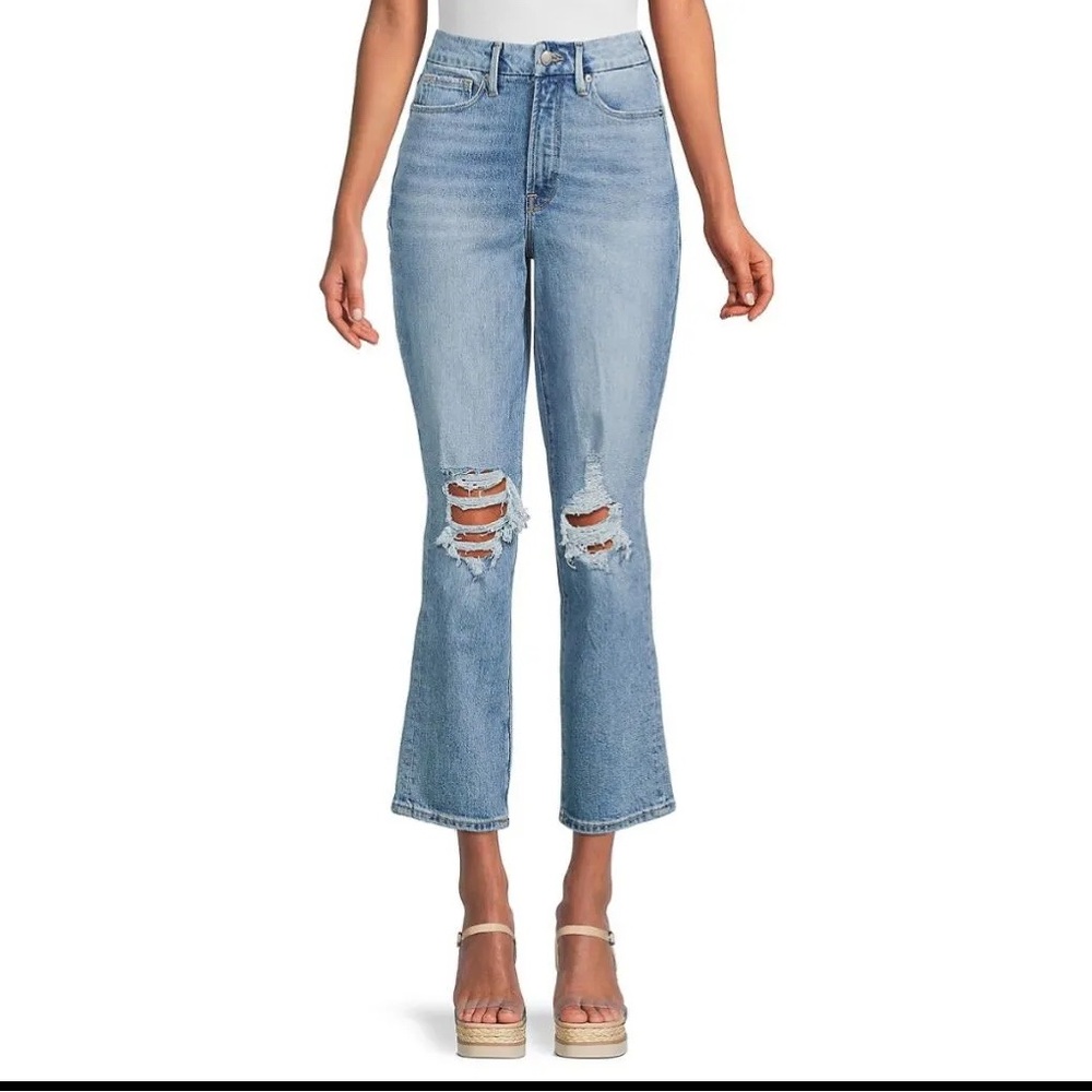 GOOD AMERICAN Women's Good Boy Destructed Cropped Jeans size 2